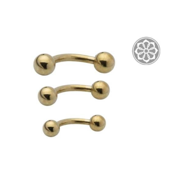 Piercing Microbell Curvo Dourado 10mm 12 Unidades em Aço PVD