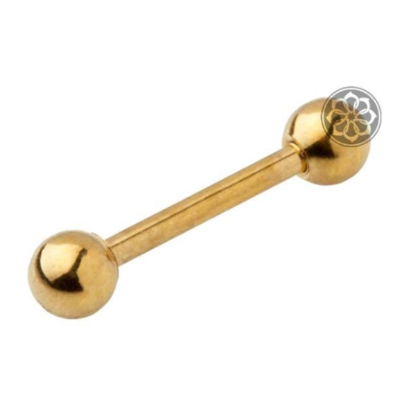 Piercing Microbell Reto Dourado 8mm 12 Unidades em Aço