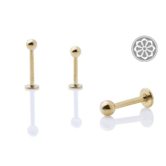 Piercing Labret 8mm Folheado a Ouro