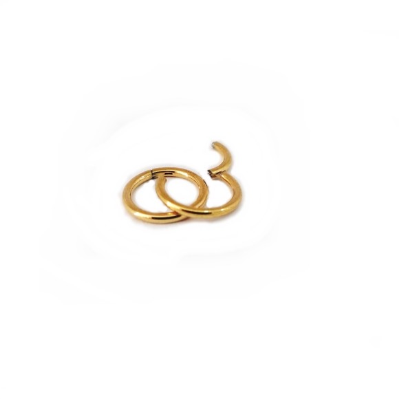 Piercing Argola Segmento 8mm PVD Gold em Aço 2 Unidades