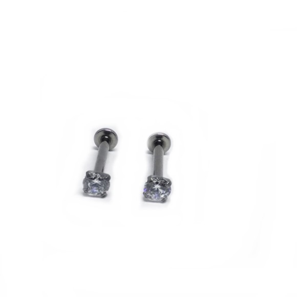 LABRET ZIRCÔNIA C/ GARRA TITÂNIO PEDRA 3MM 1.2X8X3