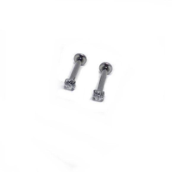 LABRET ZIRCÔNIA C/ GARRA TITÂNIO PEDRA 2.5MM 1.2X8X2