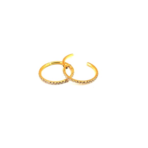 ARGOLA CLICKER CRAVEJADA ZIRCÔNIA FRONTAL PVD GOLD 12MM 1.2X12MM - AÇO