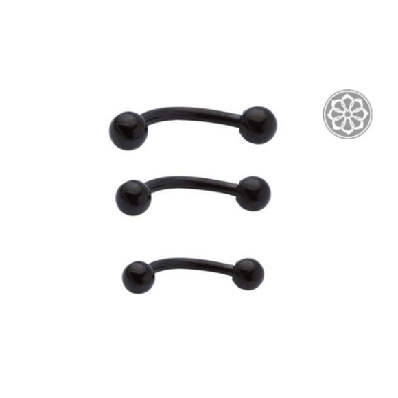 Piercing Microbell Curvo 10mm Preto em PVD